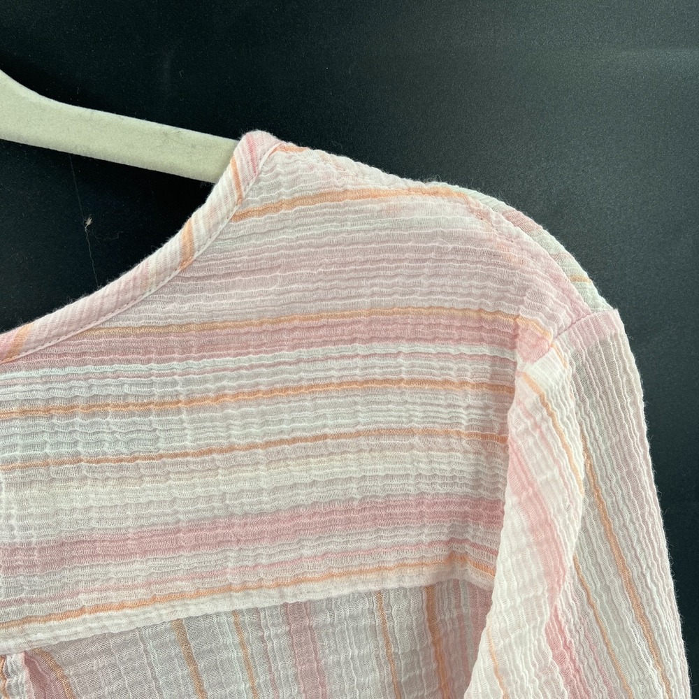 Tommy Bahama lightweight cotton gauze striped button front shirt relaxed top L - Picture 7 of 8